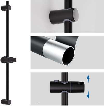 DERW Max Glijstang - Verstelbaar - 70CM - Douche Glijstang - Wandmontage - Aanpassen aan oude gat - Zwart
