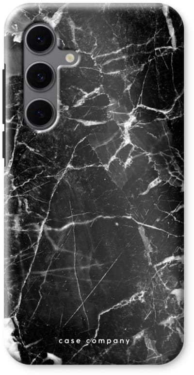 Case Company® - Hoesje geschikt voor Samsung Galaxy S24 FE hoesje - Zwart Marmer - Tough Case - Maximale Bescherming alle Kanten en Schermrand