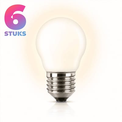 6x Kogel Gloeilamp E27 - 25W - Warm Wit Licht (2700K) - 215 lm - 1 jaar - Dimbaar