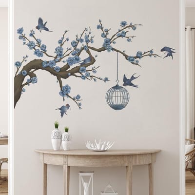 Dailygoods- Muurkunst Kersenbloesem - Muurstickers Bloemen - Muurstickers Dieren - Muurstickers Kinderkamer - Muurstickers Woonkamer - 100% Vriendelijk Vinyl - Muursticker