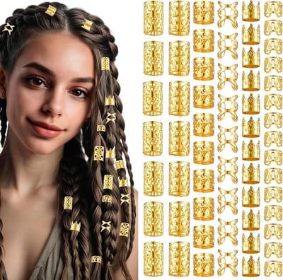Gouden Haar Cuffs voor Vrouwen en Mannen, Verstelbare Haaraccessoires, 120 Stuks, Metalen Haarjuwelen en Versieringen voor Vlechtdecoratie en Feestjes