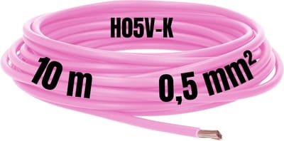 Kalitec 10 meter H05V-K 0,5 mm² roze bedradingskabel I kernkabel flexibel I PVC enkeladerig I meeraderig 0,5mm2 I bedrading fijnaderige enkele kabel I kabel enkeldraads schakeldraad