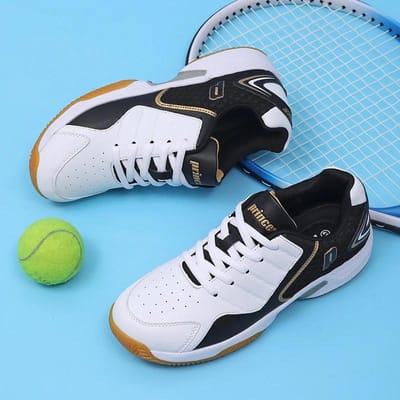 Professionele Heren Dames Lederen Badmintonschoenen Koppel Antislip Trainingssneaker Lichtgewicht Tennisschoenen Volleybal sportschoenen 45 black