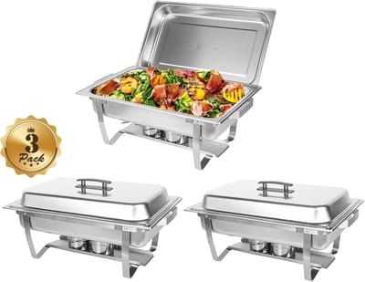 Voedsel Warmer Set - Buffet Server - Feesten Organiseren - Roestvrij Staal - 8 QT - Zilver