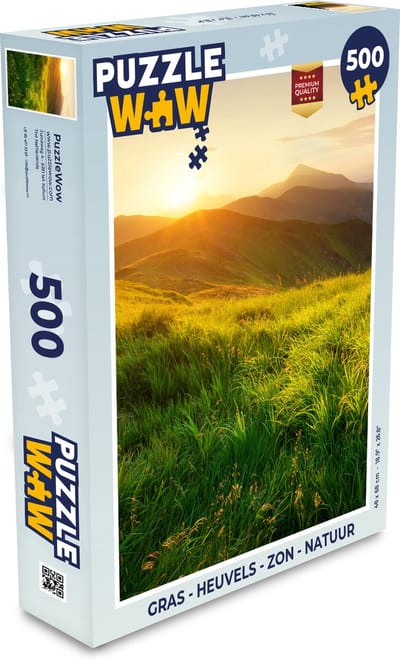 Puzzel Gras - Heuvels - Zon - Natuur - Landschap - Legpuzzel - Puzzel 500 stukjes