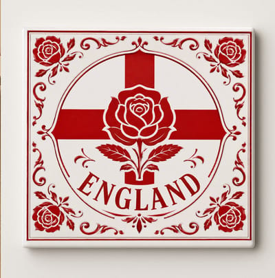 Engeland Decoratieve Keramische Tegel – Engelse Roos Vlag Wandtegel – Rood Wit Heritage Souvenir Cadeau