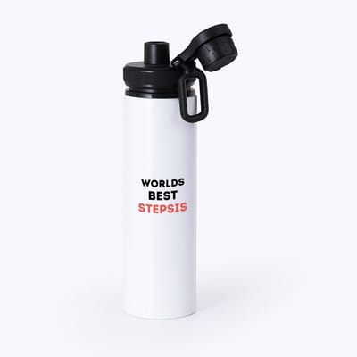 Hacebo® - worlds best stepsister waterfles met draaidop zwart - Zus - de beste stiefzus - verjaardagscadeau - verjaardag - cadeau - cadeautje voor zus - zus artikelen - kado - geschenk - gift - water fles - 850ML