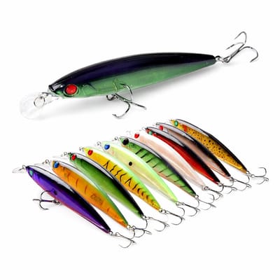 S&D | Minnow Plug Set 10 Stuks – 14 cm 13 g – Rammelend Pluggen met realistische beweging – voor Snoek, Baars, Roofvis & Forel