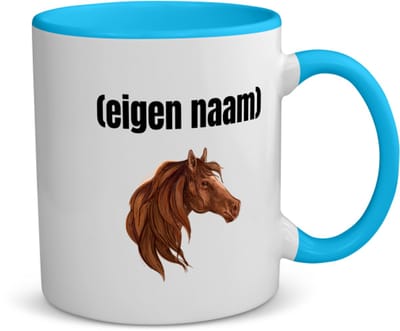 Akyol - paardenkop met eigen naam koffiemok - theemok - blauw - Paarden - paarden liefhebbers - iemand die houdt van paarden - verjaardag - cadeau - kado - 350 ML inhoud