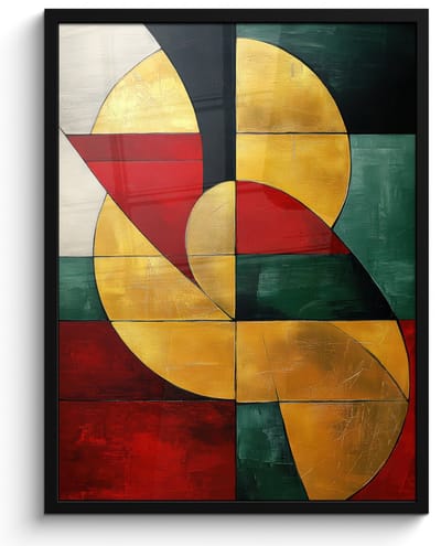 Poster in lijst - Fotolijst 50x70 cm - Posters - Abstract - Kerst - Goud - Rood - Groen - Posterlijst zwart - Decoratie - Wanddecoratie woonkamer - Kerstdecoratie voor binnen - Kerstversiering - Kerstmis versiering in huis - Kerstaccessoires