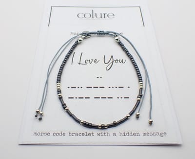 Colure® morse code armband glanzendgrijs I Love You
