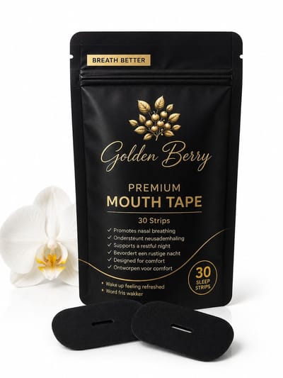 Golden Berry Premium Mouth Tape - 30 Stuks - Luxe Mondtape met Ademgaatje - Anti Snurk Slaaptape - Hypoallergene Hechting - Ondersteunt Neusademhaling