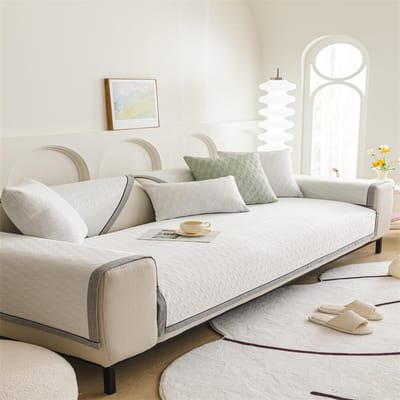 Coussin de Canapé Imperméable Anti-griffes de Chat Quatre Saisons Universel Antidérapant Moderne Simple Housse de Canapé pour Animaux Serviette de Dossier 70x70cm white