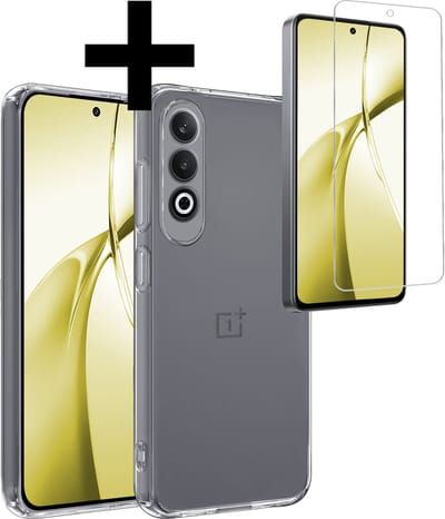 Hoesje - Met Screenprotector - Geschikt voor OnePlus Nord CE4 - Sterk & Shockproof - Back Cover - Siliconen Case - Telefoon Hoes - Telefoonhoesjes - Transparant