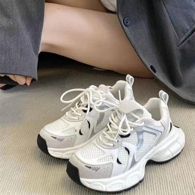 Lichtgewicht Sport Hardloopschoenen Dames Lente Nieuw Mesh Campus Stijl Forrest Gump Papa Schoenen Veelzijdige Casual Trendy Schoenen 40 wit