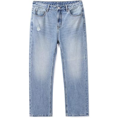 Losse en Versleten Rechte Broeken voor Mannen Lente en Zomer Nieuwe Stijl Jeans Druppelvormige Vloerbroeken 40
