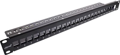 InLine® patchpaneel 24-voudig, Keystone leeg patchpaneel, 19, 1U, zwart