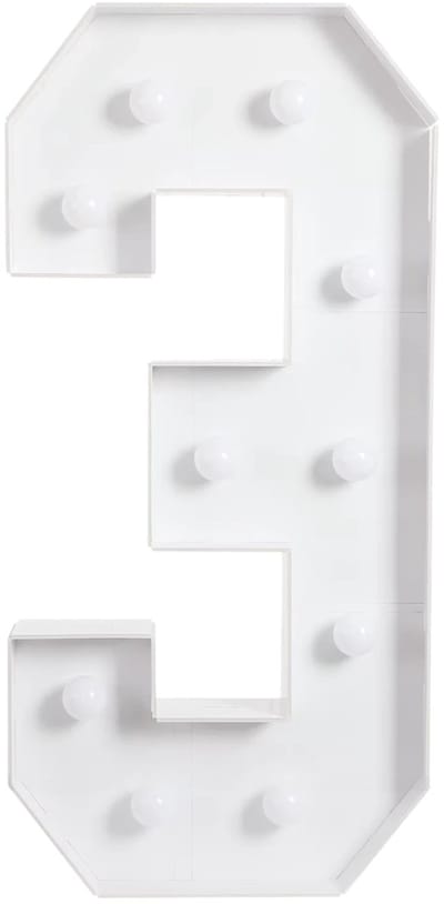 Lichtgevende cijfers - Cijferlamp – Voor Verjaardag, Jubileum & Bruiloft – 100x48 cm – Cijfer 3
