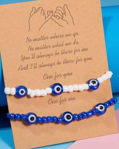 Akyol - Evileye – evil-eye-blauwe evileye – armband–unisex –moeder dochter armband -moederdag- geluk-bescherming-diepe blauw -boze oog ketting-turkse oog-nazar boncuk -cadeau voor vriendin-best friends armband -blauwe oog armband – vrienden