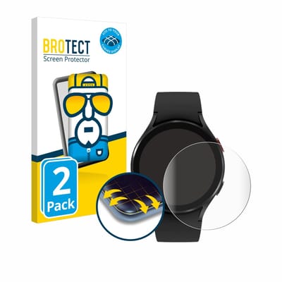 BROTECT - Screenprotector voor Samsung Galaxy Watch 4 (44mm) - Folie Beschermfolie transparant volledig dekking - 2 Stuks