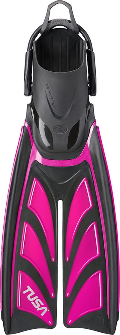 TUSA HyFlex Zoom – Flexibele duik- en snorkelvinnen met split-fin technologie voor efficiëntie en comfort – Zwart/Roze – SF0111 XS RP – Maat XS (34–38) – (22–24 cm)