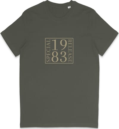 1983 Geboortejaar T Shirt Heren Dames - Khaki - Maat S