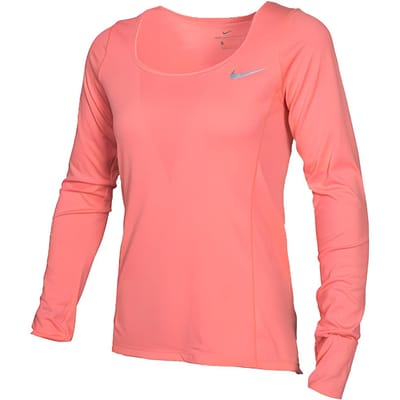 Nike Logo Print Crew Neck Lange Mouw T-Shirt Dames Tops Roze 938435-808 XS pink