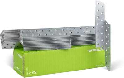 Sparanker links - Houtverbinder hoek - Houtverbindingen verstevigen - Sendzimir verzinkt staal - 32 x 32 x 210 mm - Staal