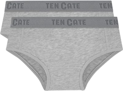 Ten Cate Basics organic cotton stretch hipster grey melange 2 pack voor Meisjes | Maat 98/104