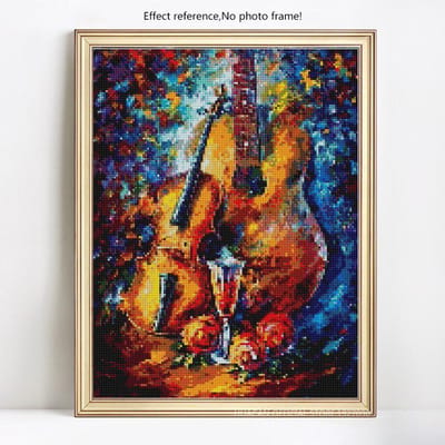 Peinture au diamant Dessin animé Broderie au diamant Affichage complet Guitare Mosaïque au diamant Vente Photos 20X30 blue