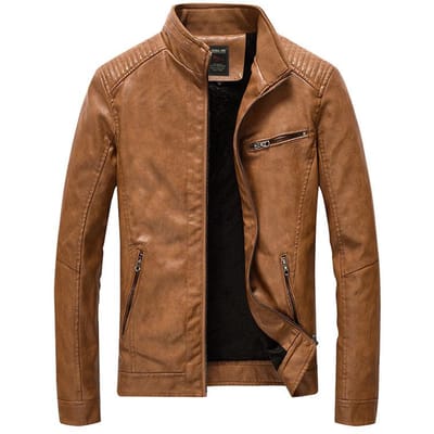 Herfst en Winter Velours Jas Los Grote Maat PU Leer Revers Zakelijke Casual Jas 5XL brown