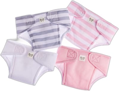 Set van 4 wasbare luiers voor poppen van 36 tot 43 cm, ideaal voor speelplezier