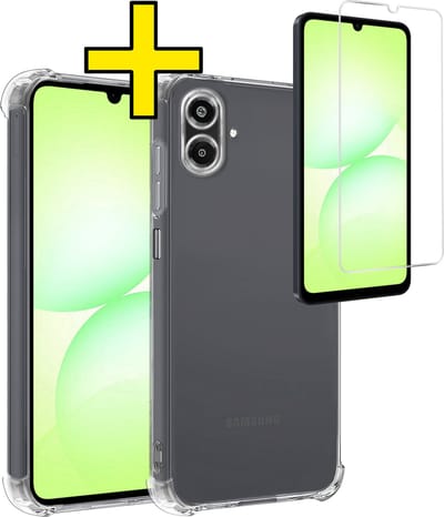 Hoesje - Met Screenprotector - Geschikt voor Samsung Galaxy A07 - Sterk & Shockproof - Siliconen Case - Back Cover - Telefoon Hoes - Shock Proof - Telefoonhoesjes - Transparant
