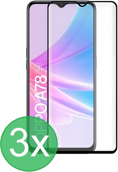 Full Screenprotector 3x Geschikt voor: Oppo A78 5G - screen protector - volledige glas - bescherming - beschermglas - ZT Accessoires