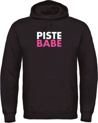 Piste Babe wintersport hoodie zwart S - soBAD. | Foute apres ski outfit | kleding | verkleedkleren | wintersporttruien | wintersport dames en heren