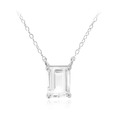 Cavill - Zilveren Halsketting - 925 Sterling Zilver - Witte Nigeriaanse Topaas 1 65 ct - Achthoekige Slijpvorm 45 cm - Elegante Dames Sieraden