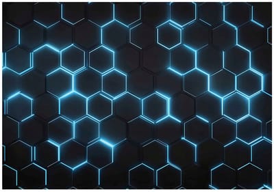 WALLARENA - Fotobehang - 150x105 cm - Hexagonen 3D Gaming Fototapet voor de Kinderkamer