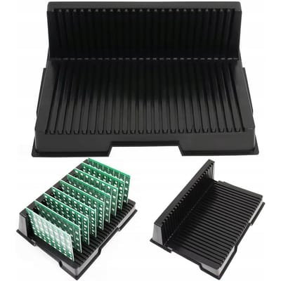 Rosfix Antistatische PCB Houder L-Standaard - 25 Vakjes - 270x205x90mm, 10^4–10^9 Ω - ESD Opslag