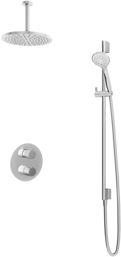 Hotbath Buddy - Inbouw Regendoucheset - Thermostatisch - Plafondbuis 15 cm - Hoofddouche 250 mm - Ronde Handdouche 3 Standen - Glijstang 900 mm - met 2-Weg Stop-Omstel - Waterbesparend - V01