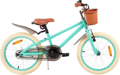 Meisjesfiets – Voor kinderen – Met zijwieltjes, handrem, coasterrem en mandje – Groen, 36 cm
