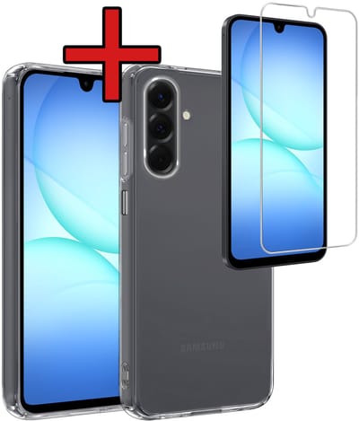 Hoesje - Met Screenprotector - Geschikt voor Samsung Galaxy A17 - Sterk & Shockproof - Telefoon Hoes - Back Cover - Siliconen Case - Telefoonhoes - Transparant
