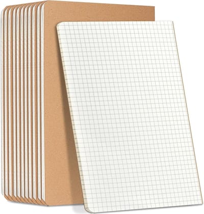 Notitieboekje A5 set van 12 stuks met 34 vellen per blok, geruit en effen gekleurd voor school, kantoor en thuisgebruik