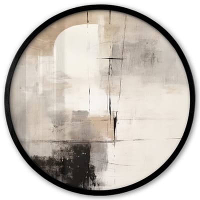 Poster in lijst Rond - Fotolijst 40x40 cm - Posters - Abstract - Kunst - Grijs - Ronde posterlijst zwart - Decoratie - Wanddecoratie woonkamer - Muurdecoratie slaapkamer