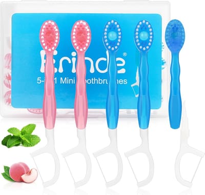 Set van 12 2-in-1 Tandenborstels met Tandzijde, Tandenstokers en Pastareinigers