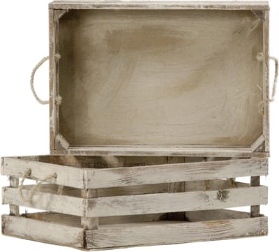 Kist met koord 3-lats, old look groot / Decoratieve houten kist met koord, Opbergkist met touw, Vintage opbergkist met touw / Cadeaukist