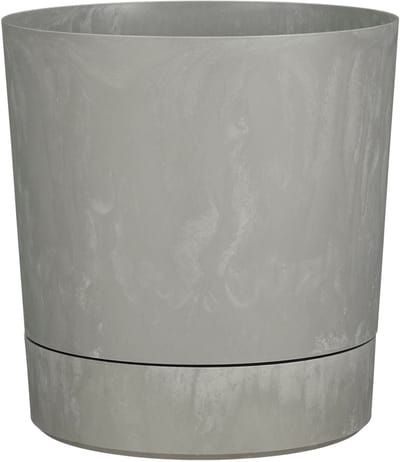 Mica Decorations Bloempot Coco - met onderschaal - betongrijs - H40 x D38 cm - kunststof - buiten