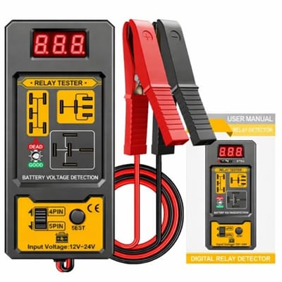 Auto Relais Tester RT01 – 4 en 5 Pins Relais Testapparaat – Digitale Spanningsmeter 12V-24V – Auto Accu Diagnose Tool