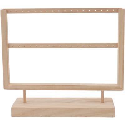 Support Organisateur de Boucles d'Oreilles Couleur Bois Naturel Bois Porte-Bijoux Boucles d'Oreilles Rangement Support d'Exposition à Suspendre beige