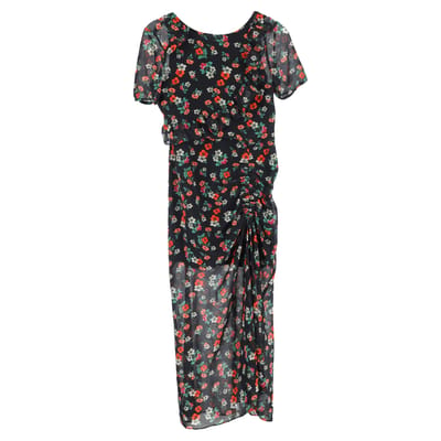 Maje Rancho midi-jurk met ruches en bloemenprint in veelkleurige chiffon