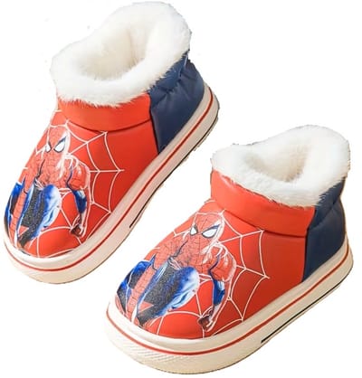 Gevoerde Spiderman pantoffels - moon boots - pluche - PVC zool - sloffen - maat 24/25